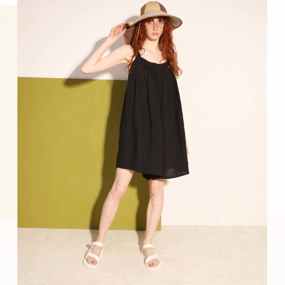 L.F.Markey Basic Linen Romper Black - Size 2